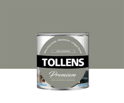 Peinture Tollens premium murs, boiseries et radiateurs vert scandinave mat 0,75L