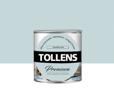 Peinture Tollens premium murs, boiseries et radiateurs céladon clair mat 0,75L