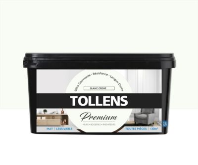 Peinture Tollens premium murs, boiseries et radiateurs blanc crème mat 2,5L