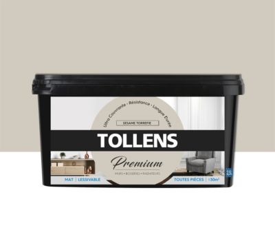 Peinture Tollens premium murs, boiseries et radiateurs sésame torréfié mat 2,5L