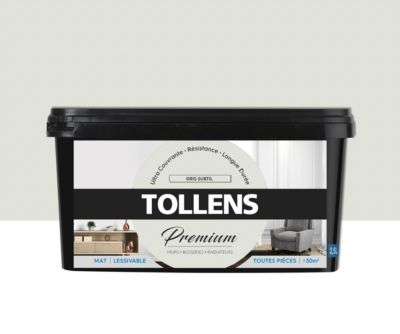 Peinture Tollens premium murs, boiseries et radiateurs gris subtil mat 2,5L