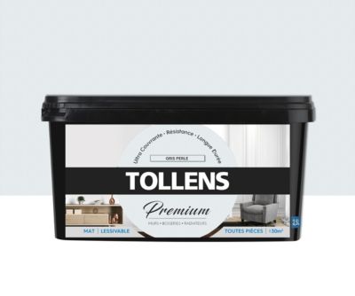 Peinture Tollens premium murs, boiseries et radiateurs gris perlé mat 2,5L