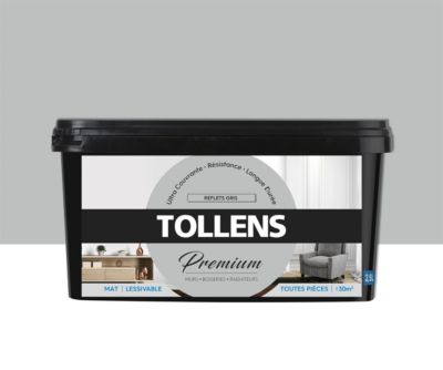 Peinture Tollens premium murs, boiseries et radiateurs reflets gris mat 2,5L