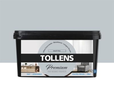 Peinture Tollens premium murs, boiseries et radiateurs gris poli mat 2,5L