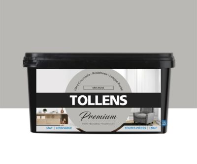 Peinture Tollens premium murs, boiseries et radiateurs gris rose mat 2,5L