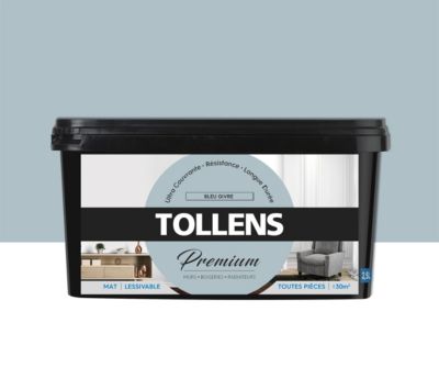 Peinture Tollens premium murs, boiseries et radiateurs bleu givré mat 2,5L