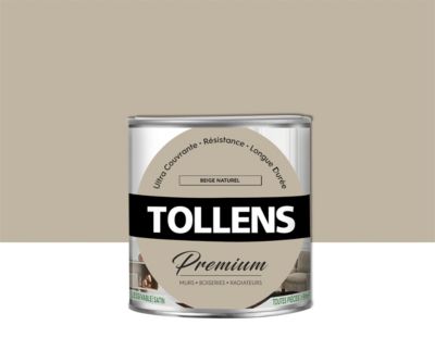 Peinture Tollens premium murs, boiseries et radiateurs beige naturel satin 0,75L