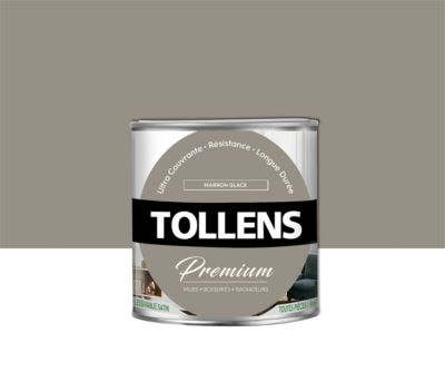 Peinture Tollens premium murs, boiseries et radiateurs marron glacé satin 0,75L