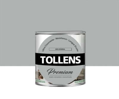 Peinture Tollens premium murs, boiseries et radiateurs gris minéral satin 0,75L