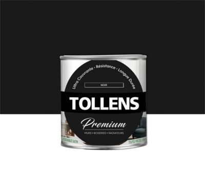 Peinture Tollens premium murs, boiseries et radiateurs noir satin 0,75L