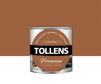 Peinture Tollens premium murs, boiseries et radiateurs touche orangée satin 0,75L