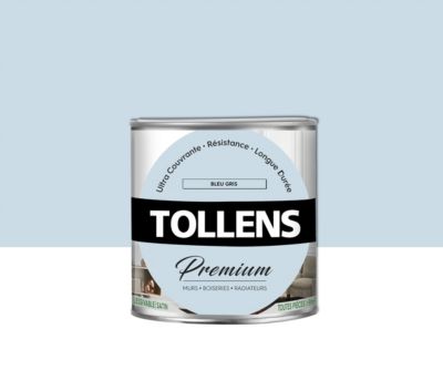 Peinture Tollens premium murs, boiseries et radiateurs bleu gris satin 0,75L