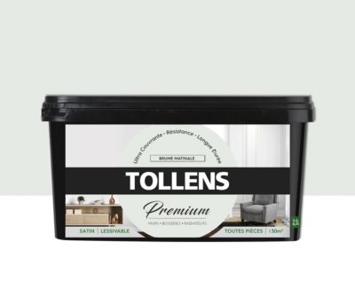 Peinture Tollens premium murs, boiseries et radiateurs brume matinale satin 2,5L