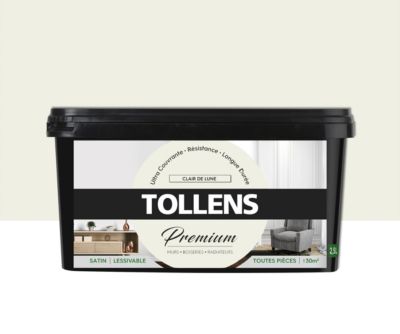 Peinture Tollens premium murs, boiseries et radiateurs clair de lune satin 2,5L