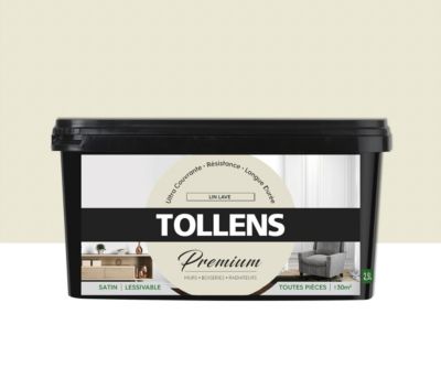 Peinture Tollens premium murs, boiseries et radiateurs lin lavé satin 2,5L