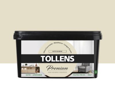 Peinture Tollens premium murs, boiseries et radiateurs note de beige satin 2,5L