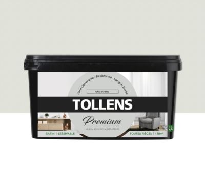 Peinture Tollens premium murs, boiseries et radiateurs gris subtil satin 2,5L