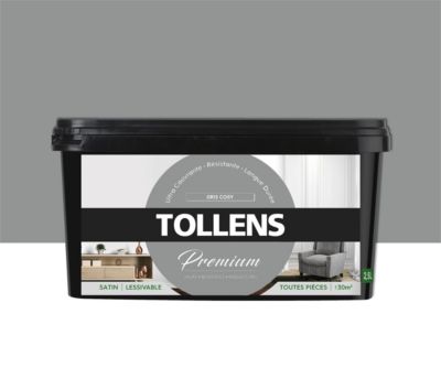 Peinture Tollens premium murs, boiseries et radiateurs gris cosy satin 2,5L