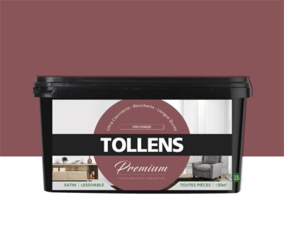 Peinture Tollens premium murs, boiseries et radiateurs vin chaud satin 2,5L