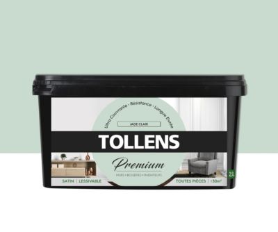 Peinture Tollens premium murs, boiseries et radiateurs jade clair satin 2,5L