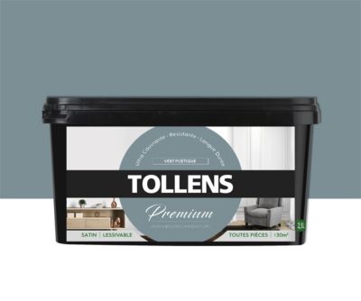 Peinture Tollens premium murs, boiseries et radiateurs vert poétique satin 2,5L