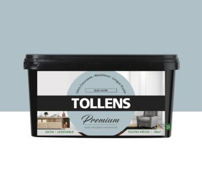 Peinture Tollens premium murs, boiseries et radiateurs bleu givré satin 2,5L