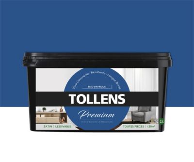 Peinture Tollens premium murs, boiseries et radiateurs bleu d'Afrique satin 2,5L