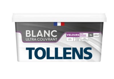 Peinture Tollens ultra couvrant murs, plafonds et boiseries velours blanc 5L