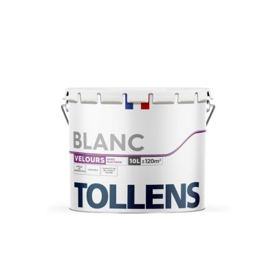 Peinture Tollens murs et plafonds velours blanc 10L
