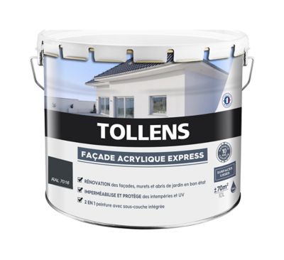 Peinture extérieure façade Tollens express ton gris 10L