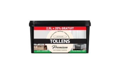 Peinture Tollens premium murs, boiseries et radiateurs vert bucolique satin 2,5L +20% gratuit
