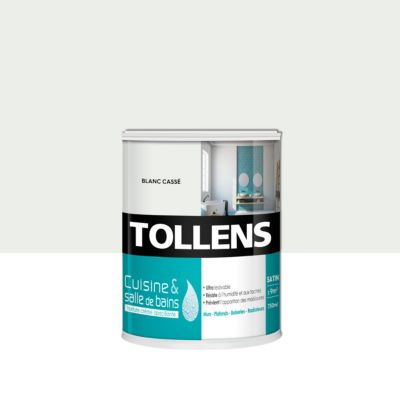 Peinture murs et plafonds Cuisine et bains blanc satin Tollens 0,75 L