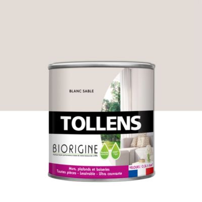 Peinture murs et plafonds Biorigine Tollens velours blanc sable 500ml