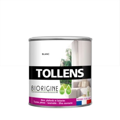 Peinture murs et plafonds Biorigine Tollens velours blanc 0,5L