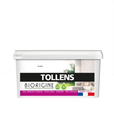 Peinture murs et plafonds Biorigine Tollens velours blanc 2L