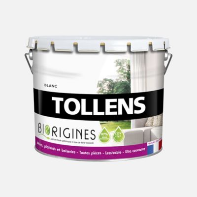 Peinture murs plafonds et boiseries biorigines Tollens blanc 10L