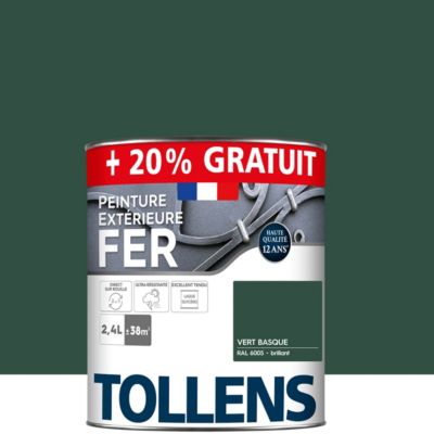 Peinture extérieure fer Tollens brillant vert basque 2L + 20% gratuit