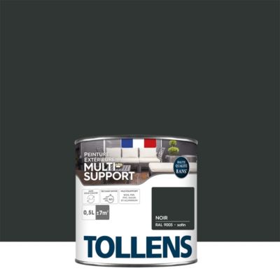 Peinture extérieure multi-supports Tollens satin noir 500ml