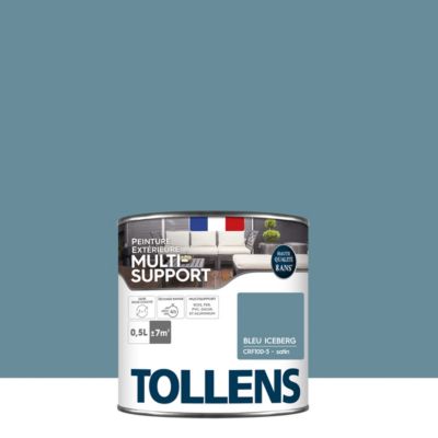 Peinture extérieure multi-supports Tollens satin bleu iceberg 500ml