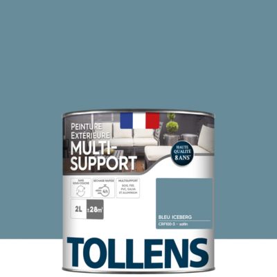 Peinture extérieure multi-supports Tollens satin bleu iceberg 2L
