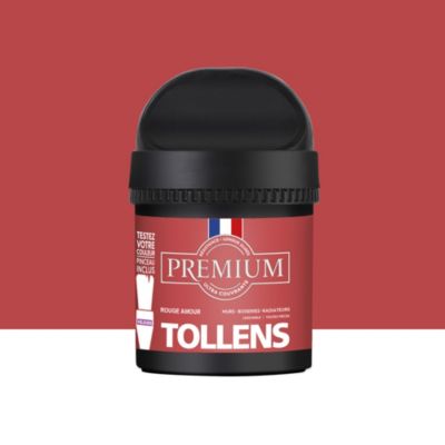 Peinture Tollens premium murs, boiseries et radiateurs rouge amour velours 50ml