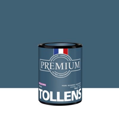 Peinture Tollens premium murs, boiseries et radiateurs bleu paon velours 750ml