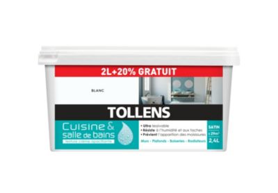 Peinture Cuisine et salle de bains Tollens blanc 2L+20%