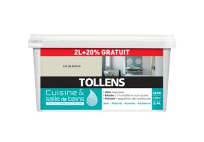 Peinture Cuisine et salle de bains Tollens beige Lin blanchi 2L+20%