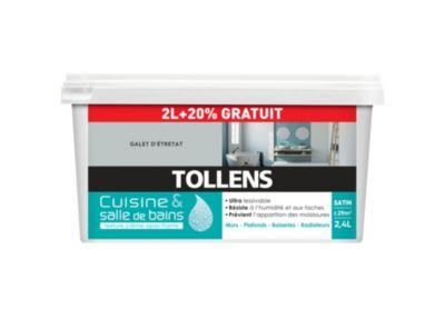 Peinture Cuisine et salle de bains Tollens gris Galet d'Etretat 2L+20%