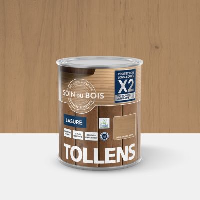 Lasure soin du bois intérieur et extérieur Tollens satin marron chêne naturel 1L