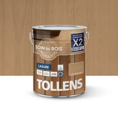 Lasure soin du bois intérieur et extérieur Tollens satin marron chêne naturel 5L