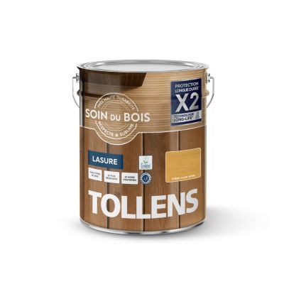 Lasure soin du bois intérieur et extérieur Tollens satin marron chêne clair 5L