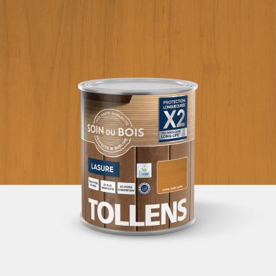 Lasure soin du bois intérieur et extérieur Tollens satin marron chêne doré 1L