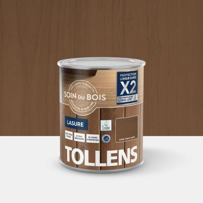 Lasure soin du bois intérieur et extérieur Tollens satin marron chêne foncé 1L